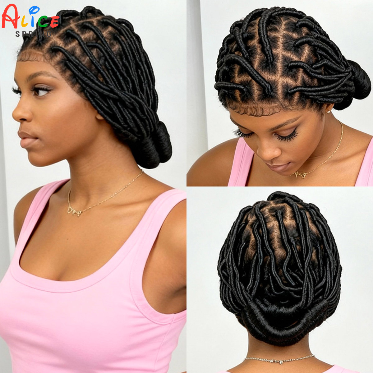 Synthetic Braided Wigs For Black Women - Peruki z warkoczami bantu, syntetyczne, pełne,