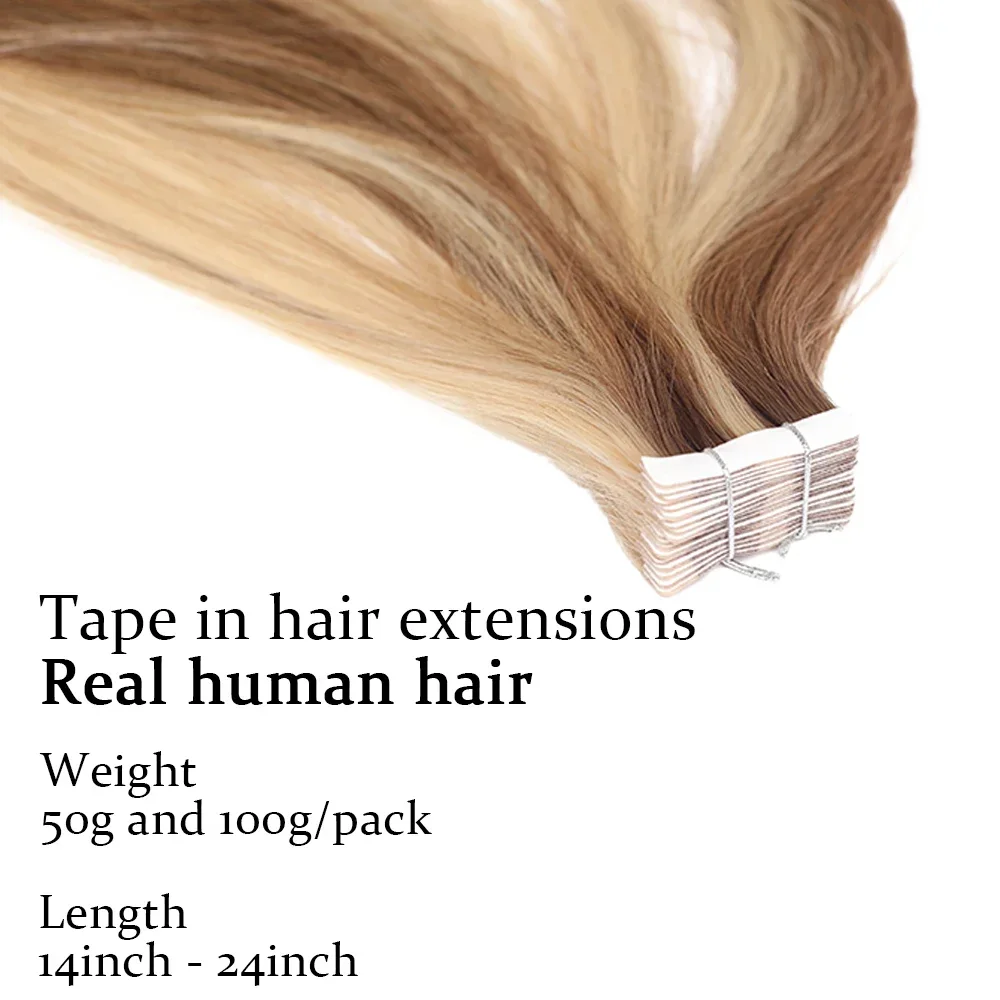 Invisible Tape In Extensions Real Hair - Doczepiane włosy Tape In, 100% prawdziwe