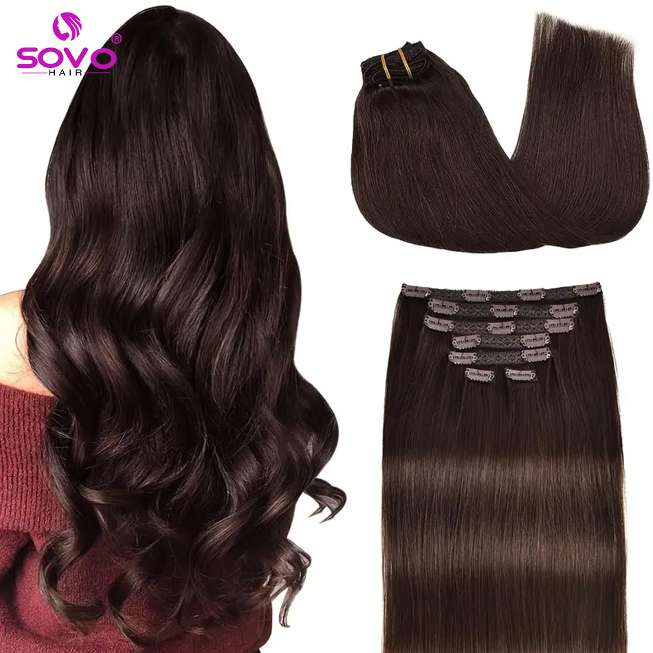 Seamless Clip In Hair Extensions Human Hair - Doczepiane włosy doczepiane 100% prawdziwe ludzkie