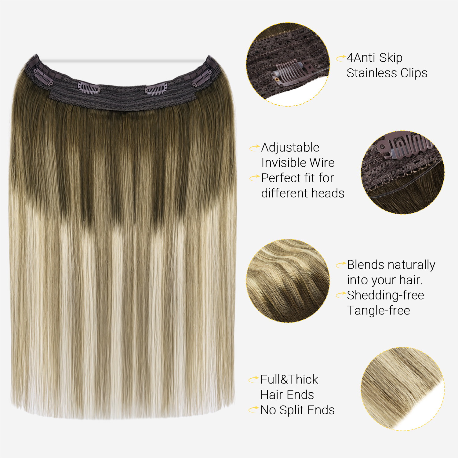 Sunmofavo Niewidoczne doczepia – Seamless Clip In Hair Extensions Human Hair recenzja i cena