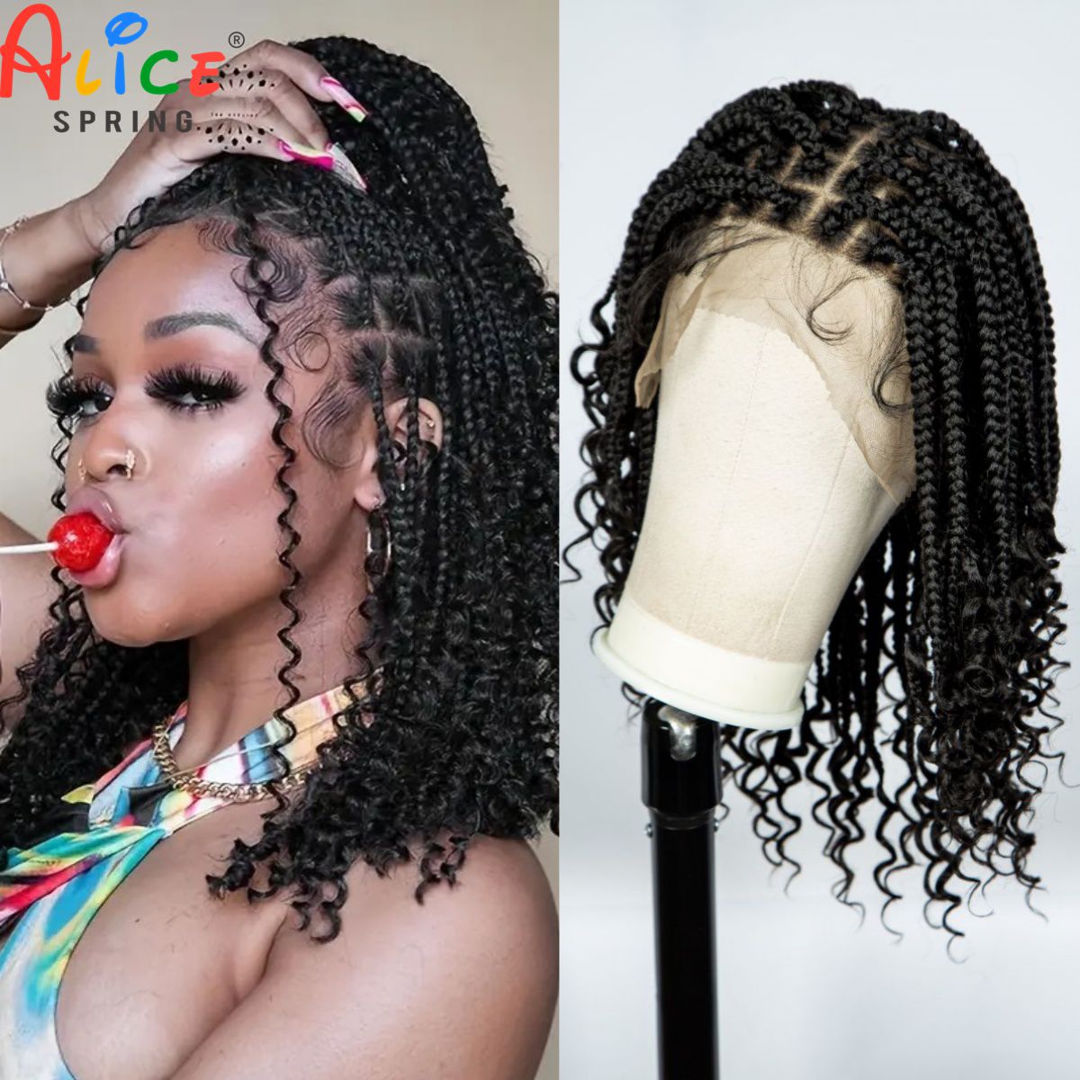 Peruki z kręconymi końcami Syn – Synthetic Braided Wigs For Black Women recenzja i cena