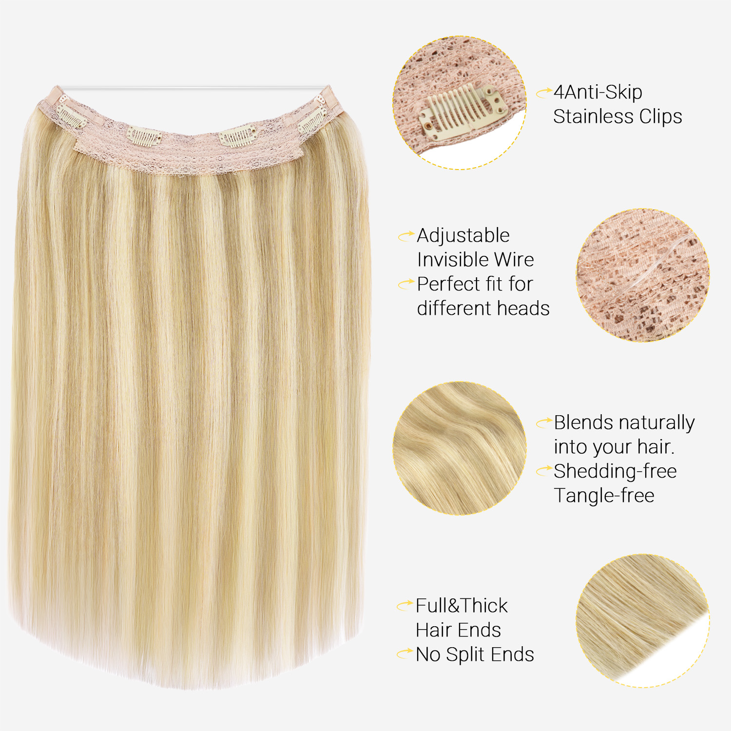 Sunmofavo Niewidoczne doczepia – Seamless Clip In Hair Extensions Human Hair recenzja i cena